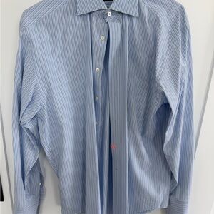 Canali Light Blue Striped Dress Shirt 41/16